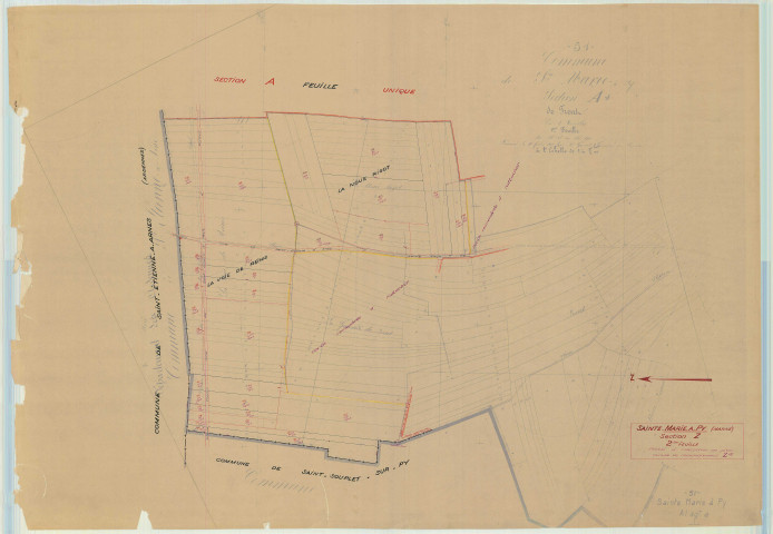 Sainte-Marie-à-Py (51501). Section Z2 échelle 1/2000, plan mis à jour pour 1953, plan non régulier (papier)