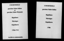 Courtisols. Saint-Julien et Saint-Memmie. Baptêmes, mariages, sépultures 1706-1712