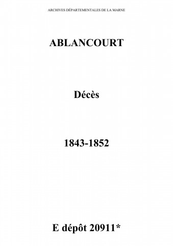 Ablancourt. Décès 1843-1852