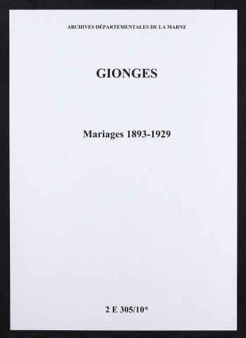 Gionges. Mariages 1893-1929. Publications de mariage 1927