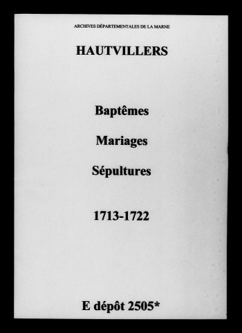 Hautvillers. Baptêmes, mariages, sépultures 1713-1722