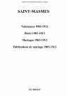 Saint-Masmes. Naissances, décès, mariages, publications de mariage 1903-1912