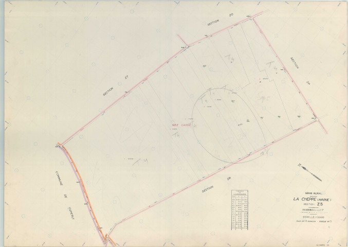 Cheppe (La) (51147). Section ZS échelle 1/2000, plan remembré pour 1968, plan régulier (papier armé)
