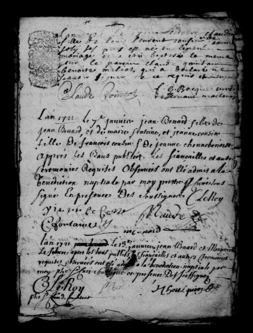 Courbetaux. Baptêmes, mariages, sépultures 1721-1723