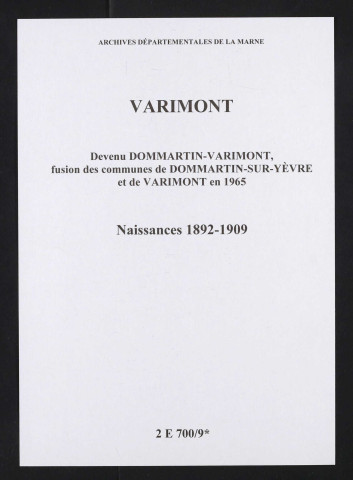 Varimont. Naissances 1892-1909