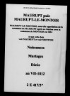 Maurupt. Naissances, mariages, décès an VII-1812