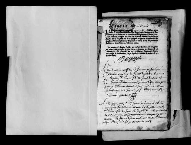 Reims. Saint-Denis. Baptêmes, mariages, sépultures 1705-1714