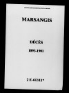 Marsangis. Décès 1893-1901
