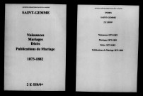 Sainte-Gemme. Naissances, mariages, décès, publications de mariage 1873-1882