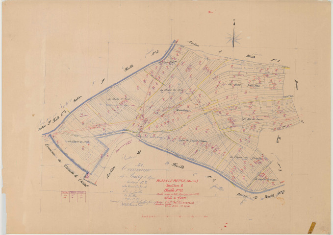 Bussy-le-Repos (51098). Section E2 échelle 1/2500, plan mis à jour pour 1958, plan non régulier (papier)