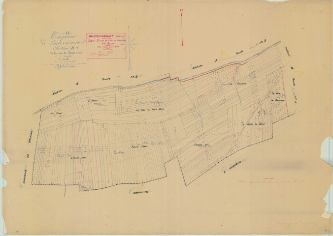 Vaudesincourt (51600). Section B1 échelle 1/2500, plan mis à jour pour 1936, plan non régulier (papier).