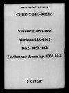 Chigny. Naissances, mariages, décès, publications de mariage 1853-1862