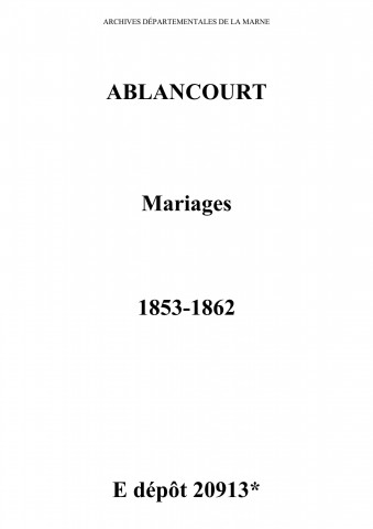 Ablancourt. Mariages 1853-1862