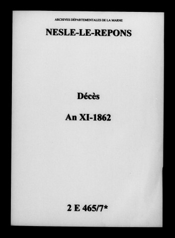 Nesle-le-Repons. Décès an XI-1862