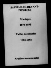Saint-Jean-devant-Possesse. Mariages et tables décennales des naissances, mariages, décès 1878-1895