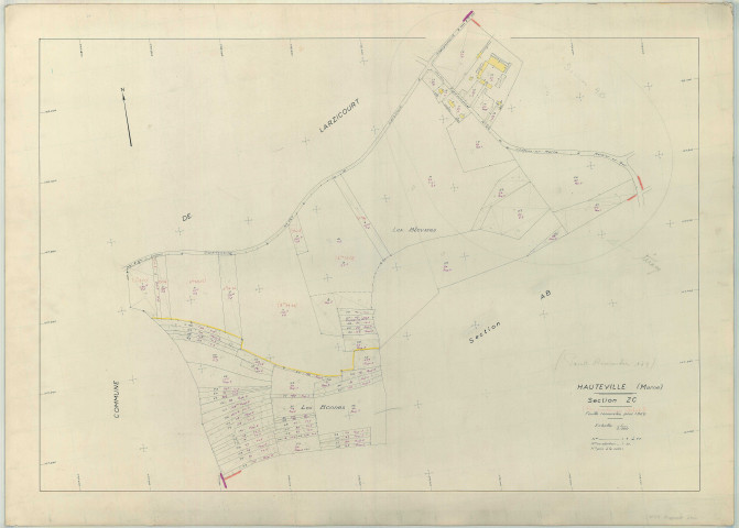 Hauteville (51286). Section ZC échelle 1/2000, plan remembré pour 1960, plan régulier (papier armé)