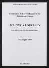 Communes d'Aigny à Louvercy de l'arrondissement de Châlons. Mariages 1909