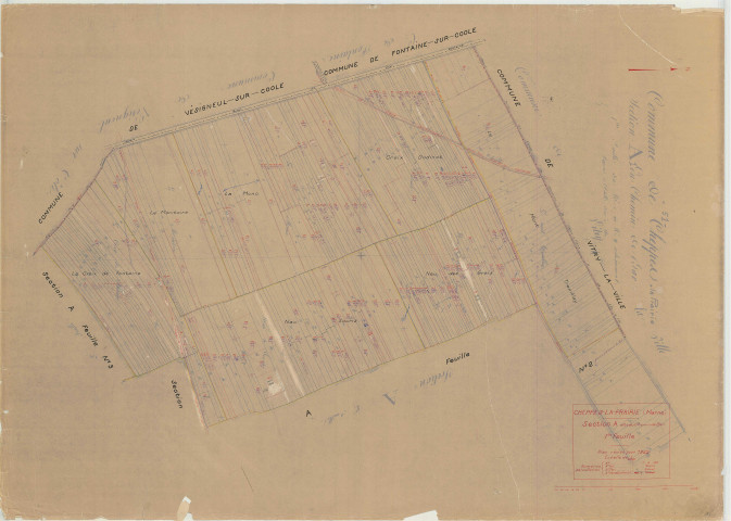 Cheppes-la-Prairie (51148). Section A1 échelle 1/2500, plan mis à jour pour 1952, plan non régulier (papier)