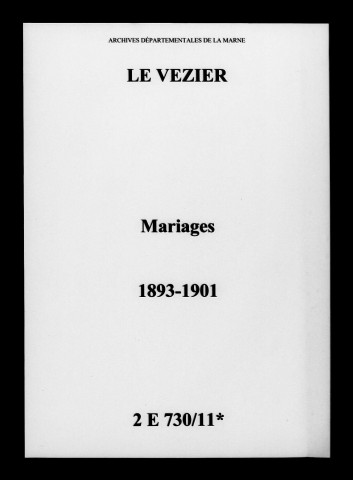 Vézier (Le). Mariages 1893-1901