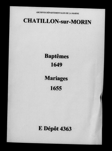Châtillon-sur-Morin. Baptêmes, mariages 1649-1655