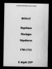 Rosay. Baptêmes, mariages, sépultures 1703-1712