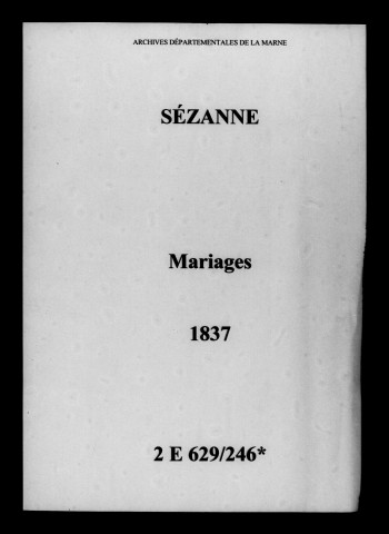 Sézanne. Mariages 1837