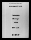 Courjeonnet. Naissances, mariages, décès 1793-an X