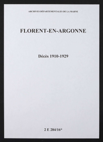 Florent-en Argonne. Décès 1910-1929