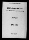 Belval-sous-Hans. Mariages 1793-1870