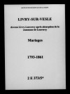 Livry-sur-Vesle. Mariages 1793-1861