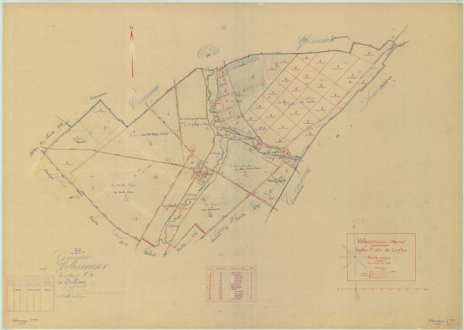 Villeseneux (51638). Section C1 échelle 1/5000, plan mis à jour pour 1939, plan non régulier (papier)