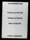 Ville-Dommange. Naissances, mariages, décès an XII-1812