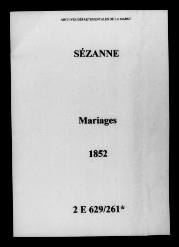 Sézanne. Mariages 1852