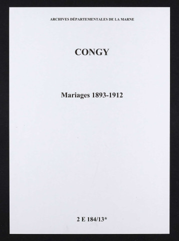 Congy. Mariages 1893-1912
