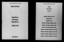 Bezannes. Baptêmes, mariages, sépultures 1558-1749