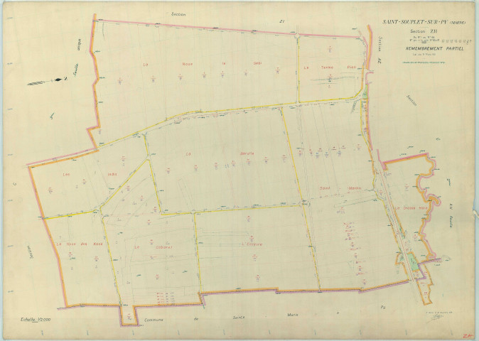 Saint-Souplet-sur-Py (51517). Section ZH échelle 1/2000, plan remembré pour 1962, plan régulier (papier armé).