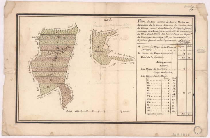 Bois domanial de Chancenay aliéné contre le bois de la Haie Renaut, 1774.