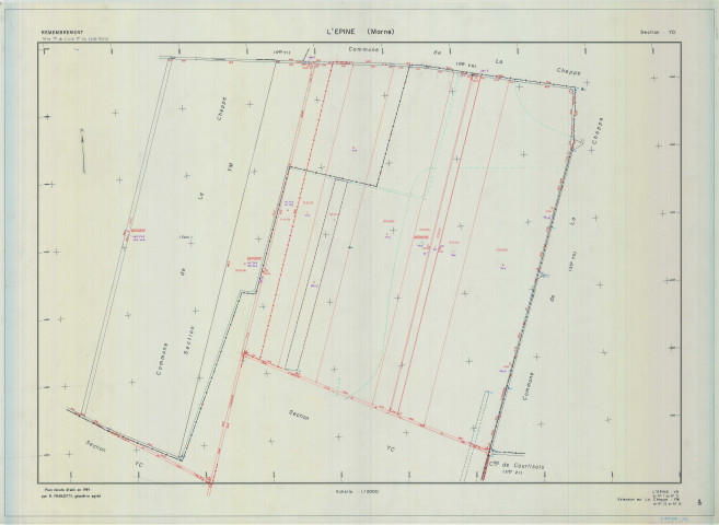 Épine (L') (51231). Section YD 3 échelle 1/2000, plan remembré pour 1989 (extension sur La Cheppe section YM), plan régulier (calque)