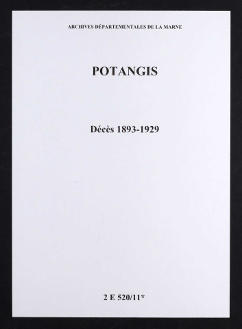 Potangis. Décès 1893-1929