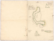 Abbaye de St Jacques, déclarations des biens des années 1464 et 1767 avec plan figuratif des terres et prés situés près de l'abbaye, s.d..