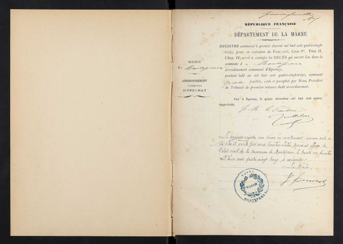 Montépreux. Décès 1893-1929