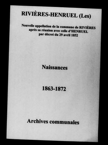 Rivières-Henruel (Les). Naissances 1863-1872