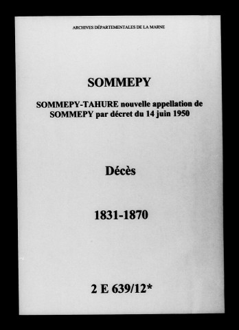 Sommepy. Décès 1831-1870