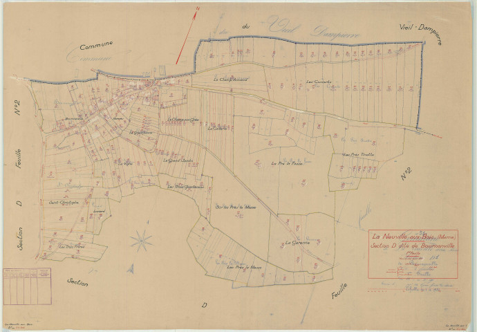 Neuville-aux-Bois (La) (51397). Section D1 échelle 1/1250, plan mis à jour pour 1942, plan non régulier (papier)