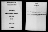 Serzy-et-Prin. Naissances, publications de mariage, mariages, décès 1833-1842