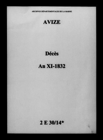 Avize. Décès an XI-1832