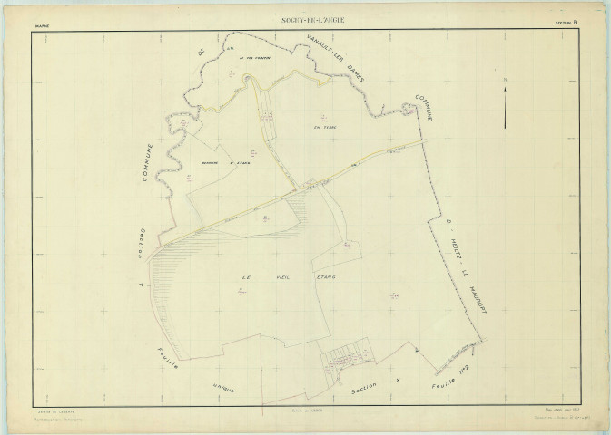 Sogny-en-l'Angle (51539). Section B échelle 1/2000, plan remembré pour 1952, plan régulier (papier)