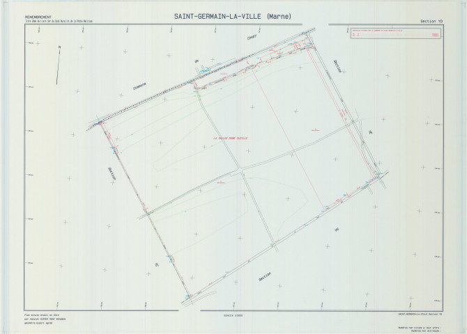 Saint-Germain-la-Ville (51482). Section YD échelle 1/2000, plan remembré pour 2014, plan régulier (calque)