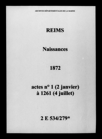 Reims. Naissances 1872
