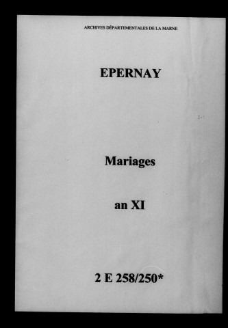 Épernay. Mariages an XI
